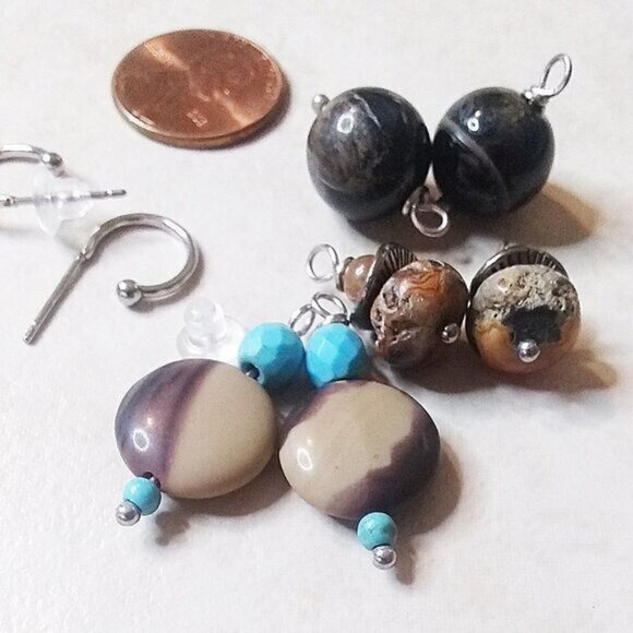 3 Pairs! Interchangeable Earring Set! Rustic + Rugged Southwestern Vibes - Picture 1 of 5
